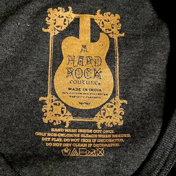 Women’s Hard Rock Cafe Couture GUYANA  Black GUITAR graphic tee Shirt top Sz M - Picture 6 of 6